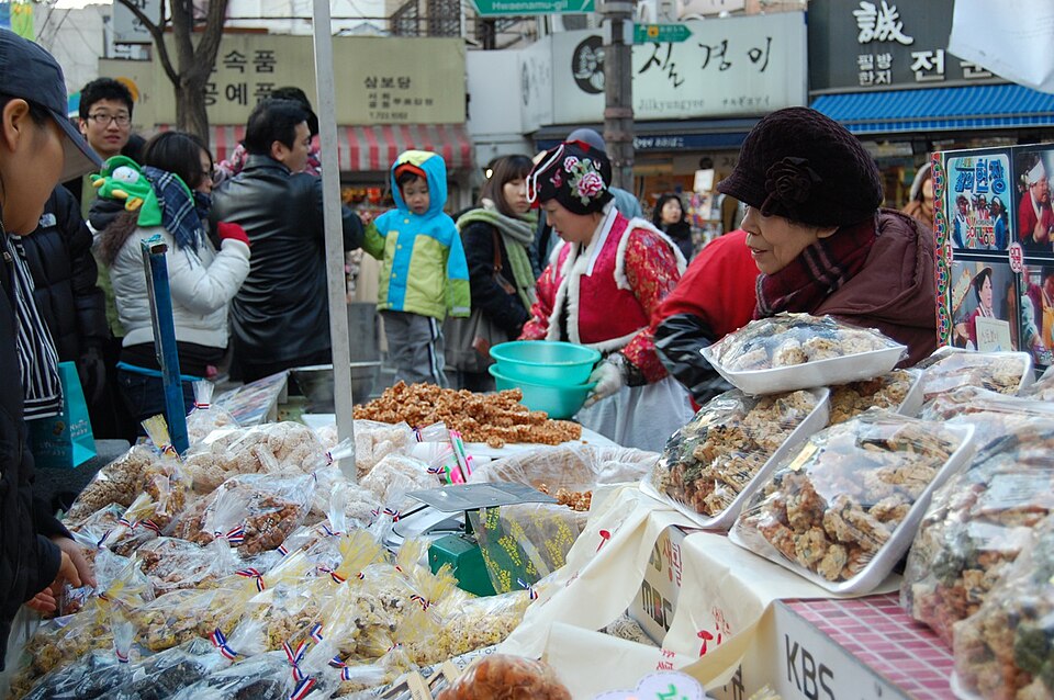 Korean traditional sweets displayed with tea context