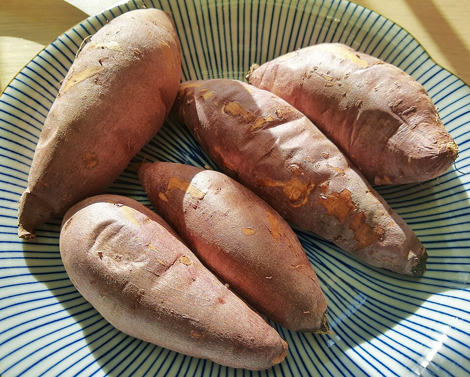 Roasted Korean sweet potatoes with soft yellow interior